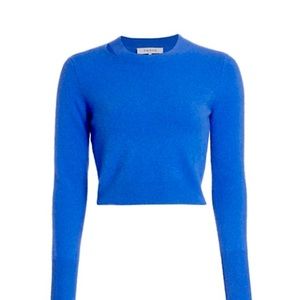 FRAME  blue cutout cashmere crop sweater